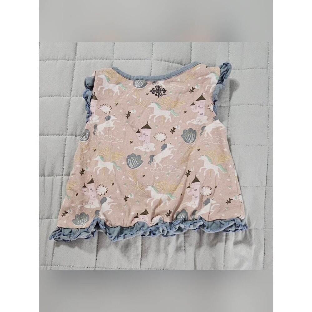 JanieMarie Pink Unicorn Top with Carters Light Blue Ruffle Bloomers - Picture 4 of 6